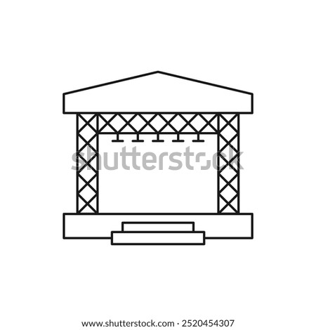 Stage constructions flat line icon. Scene, event equipment rental sign. Thin linear logo for concert, music festival.