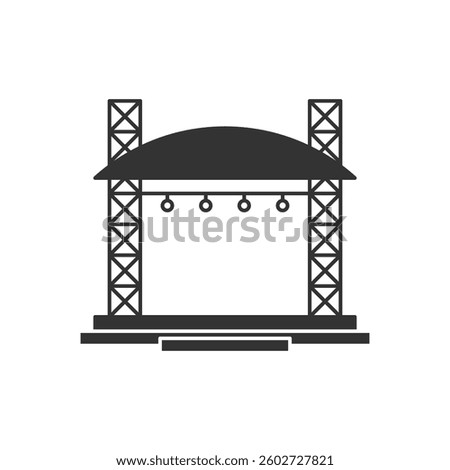 Stage constructions flat line icon. Scene, event equipment rental sign. Thin linear logo for concert, music festival.