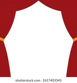 Stage curtain frame illustration red