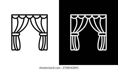 Cortina de escenario con diseño de conjunto de iconos