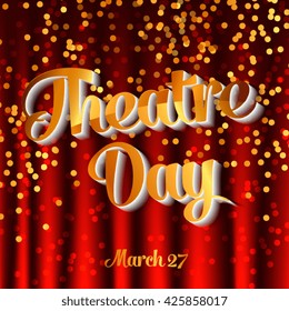 Stage curtain. Performance and event, ceremony and show, vector illustration