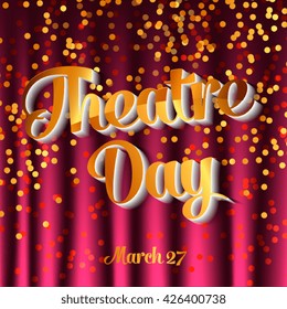 Stage curtain. Performance and event, ceremony and show, vector illustration