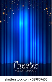 Stage Curtain Poster Template. Club, Theater & Presentation Background. Vector illustration 