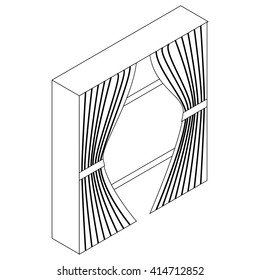 Stage curtains icon, isometric 3d style
