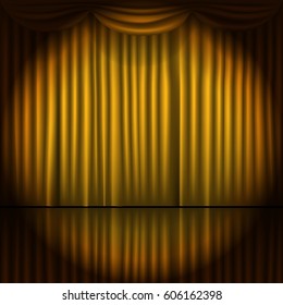 Stage curtains with spot light vector illustration