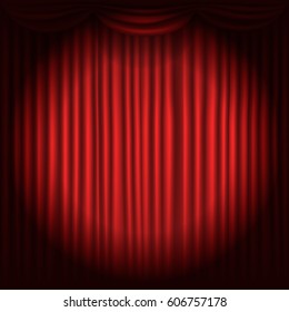 Stage curtains with spot light vector illustration