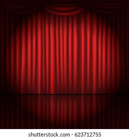 Stage curtains with spot light vector illustration