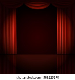 Stage curtains with spotlight vector illustration
