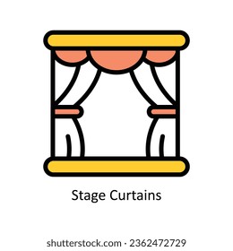 Stage Curtains vector Filled outline Icon Design illustration. Event Management Symbol on White background EPS 10 File
