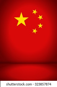 The stage is decorated with flag of China - vector background