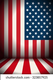 The stage is decorated with USA flag - vector background