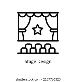 Stage Design vector outline icon for web isolated on white background EPS 10 file