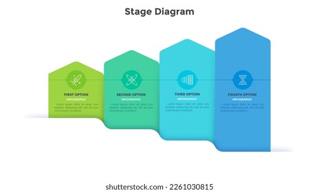 Diagrama de etapas para el diseño de gráficos de progreso de la ciencia financiera. Gráfico informativo de integración de la innovación empresarial con iconos de línea delgada. Gráficos instructivos con 3 pasos para sitios web