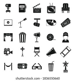 Stage director chair icons set. Simple set of stage director chair vector icons for web design on white background