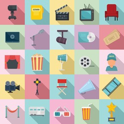 Stage Director Icons Set. Flat Set Of Stage Director Vector Icons For Web Design