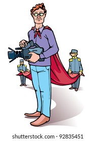 Stage director is standing with the camera.