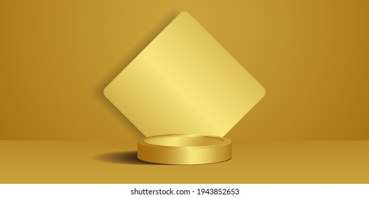 Stage display studio background vector 3d rendered. podium platform for products. podium display in gold.