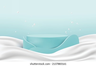 Escenario para mostrar productos con fondo de onda láctea, concepto lácteo, ilustración vectorial y diseño.