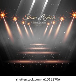 stage entrance with spot lights