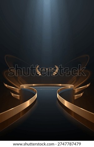Stage with golden elements and light effects