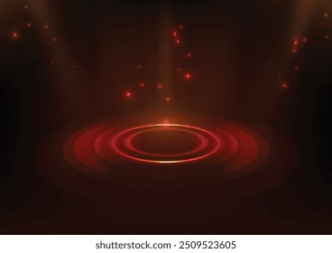 Stage with golden light elements and rays effect
