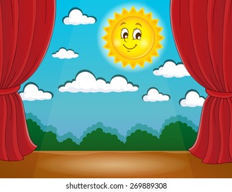 Stage with happy sun 1 - eps10 vector illustration.