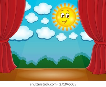 Stage with happy sun 2 - eps10 vector illustration.