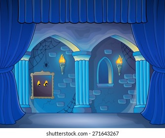 Escenario con tema interior embrujado - ilustración vector eps10.