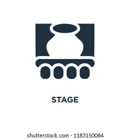 Stage icon. Black filled vector illustration. Stage symbol on white background. Can be used in web and mobile.