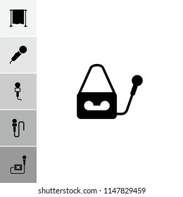 Stage icon. collection of 6 stage filled icons such as microphone. editable stage icons for web and mobile.