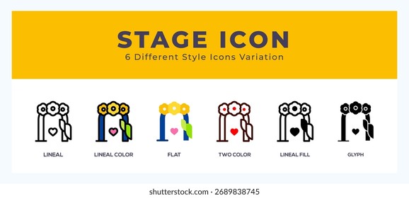 Vector de ilustración de icono de escenario con diferentes estilos