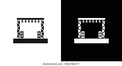 Vector de arte de línea de icono de escenario