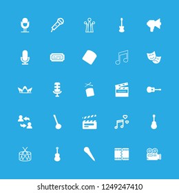 stage icon set about speaking, clown, ticket and microphone vector set