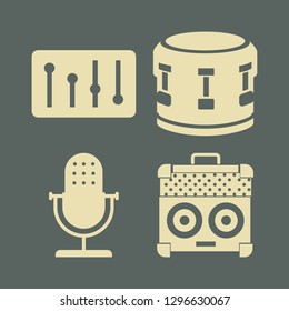 stage icon set with amplifier, microphone and drum vector illustration