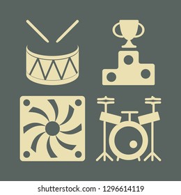 stage icon set with drum, podium and disk jokey vector illustration