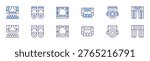 Stage icon set in two styles, Duotone and Thin Line style. Editable stroke. theater, stagelights, theatre, stagelight.