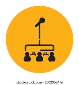 Stage Icon Sign Vector, Standup Show, Microphone Stand Alone On The Stage In Front Of Crowd, Self Distance