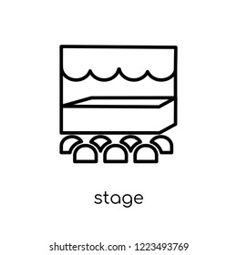 Stage icon. Trendy modern flat linear vector Stage icon on white background from thin line Cinema collection, editable outline stroke vector illustration