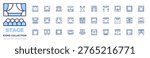 Stage icons collection. Line Duotone style, editable stroke. theater, stagelights, stage, theatre, curtains, stagelight, spotlight, scene.
