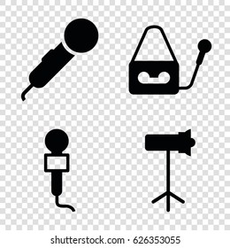 Stage icons set. set of 4 stage filled icons such as microphone