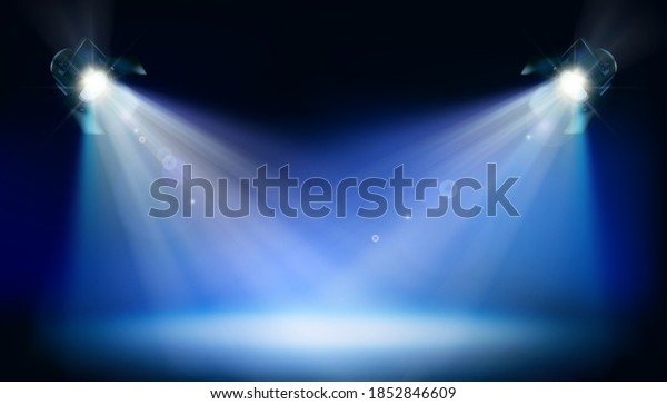 Stage Illuminated By Two Theatre Spotlights Stock Vector (Royalty Free ...