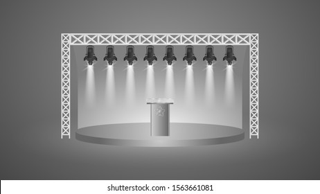 stage illustration with lights. EPS 10.