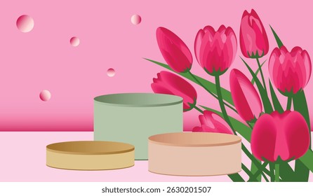 Stage image banners set plants, leaves, flowers art. Abstract art painting beautiful roses design templates for product sales mockup, cover, branding, labels, poster, ads