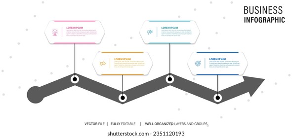 Stage infographics template diagram with rectangle horizontal shape right direction and 4 point step creative design for slide presentation
