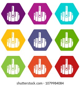 Stage lamp icons 9 set coloful isolated on white for web