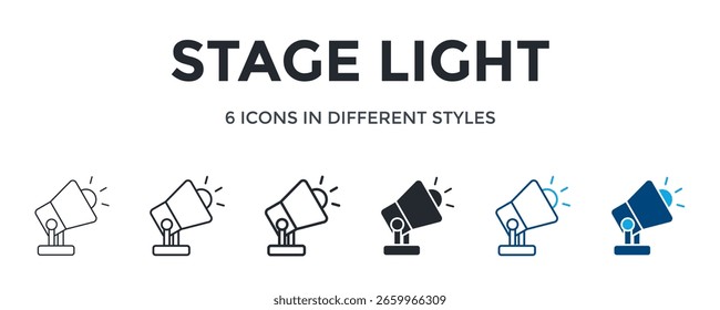 Icono De Luz De Escenario En Diferente Estilo De Ilustración vectorial. Diseñado En Línea Delgada, Línea Regular, Línea Negrita, Glifo, Línea De Color Y Estilo De Glifo De Color Se Puede Utilizar Para El Web