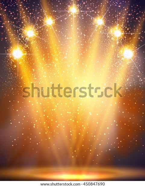 Stage Light Spotlights Shining Dark Place Stock Vector Royalty Free 450847690 