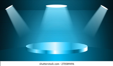 Stage Lighting blue Background with Spot Light Effects. vector illustration. Abstract light lamps background for Technology computer graphic website internet and business