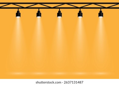 Stage lighting, bright spotlights. Vector illustration