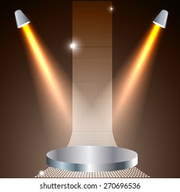Stage Lighting brown Background with Spot Light Effects - vector illustration. Abstract light lamps background for Technology computer graphic website internet and business